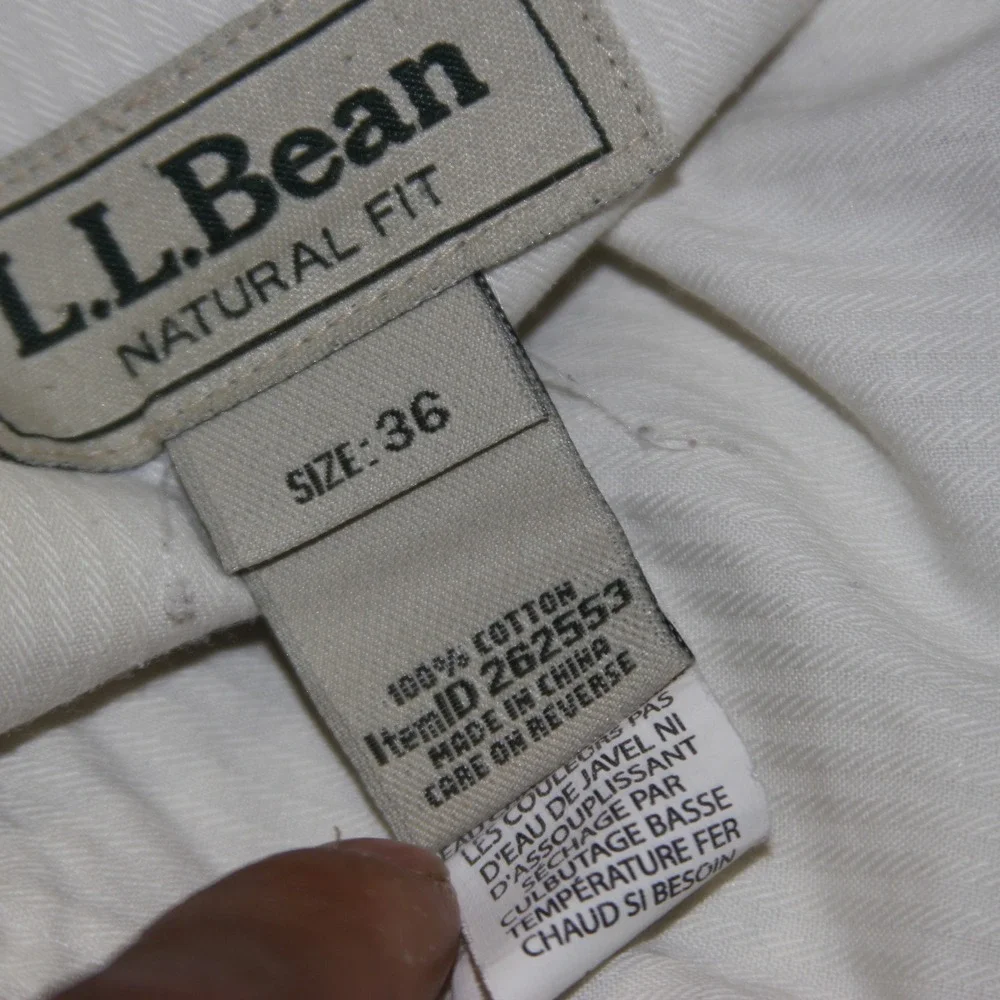 LL Bean Natural Fit Chino Pants‎ Mens 36 Beige Khaki Cotton Trousers 262553